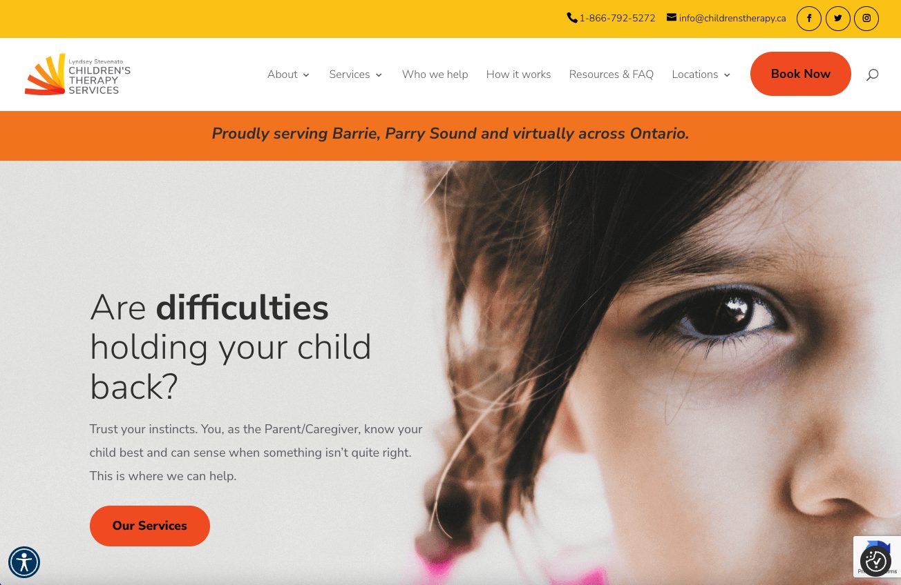 Lyndsey Stevenato Children's Therapy Services Website - After New Website