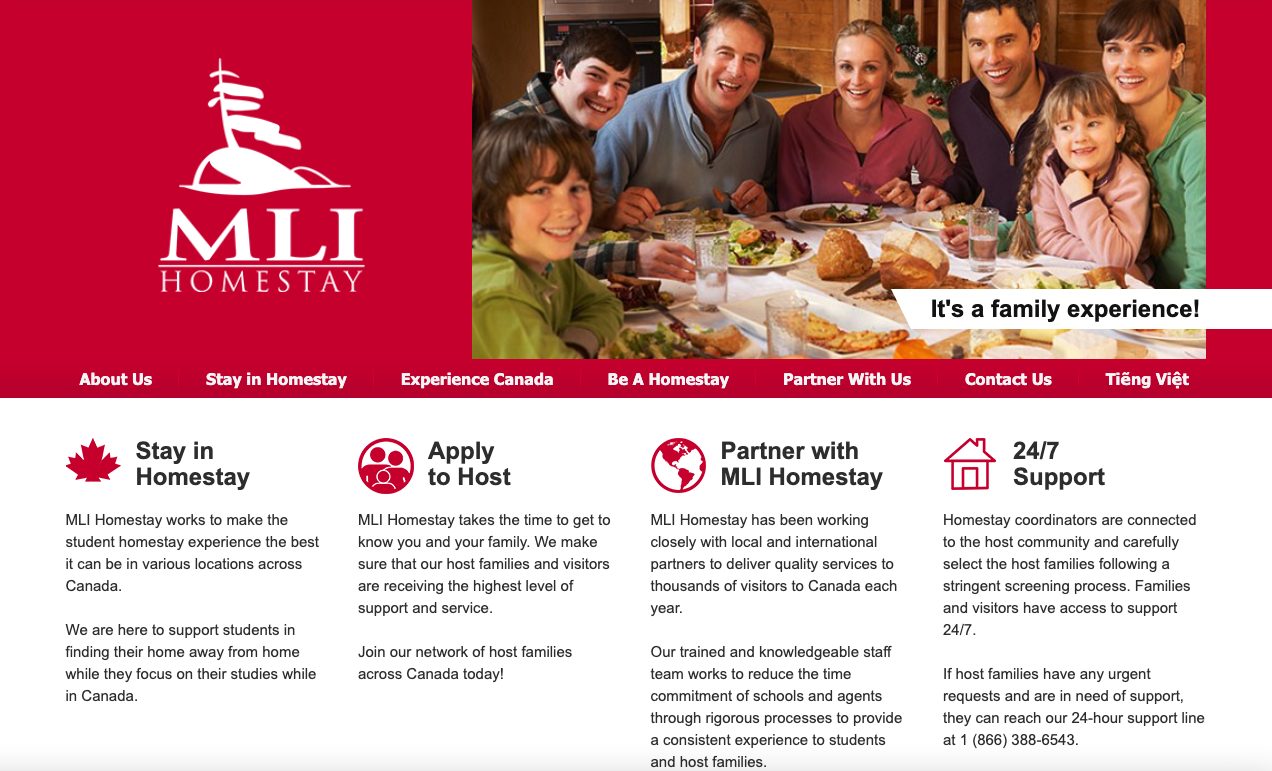 MLI Homestay Website - Before Updates