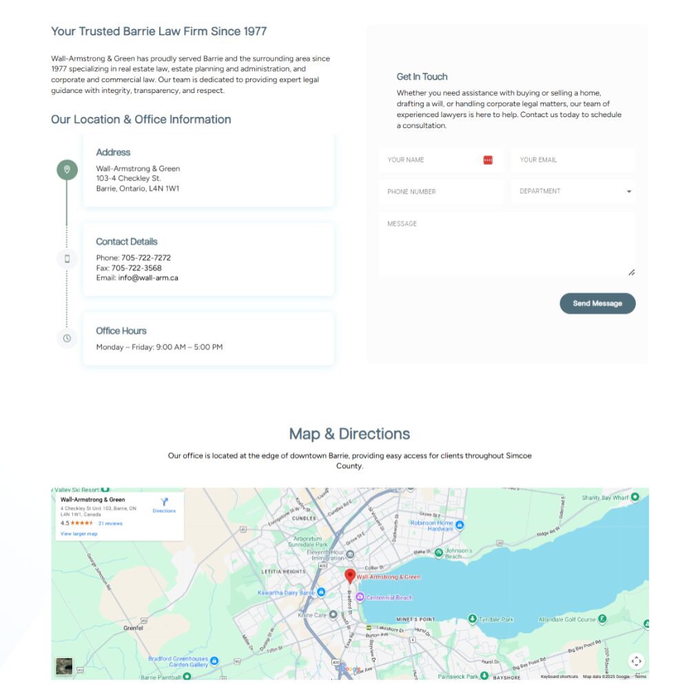 WAG - Location pages An image of the JN Roofing website featuring the location pages built