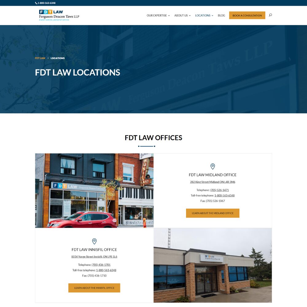 An image of the JN Roofing website featuring the location pages built